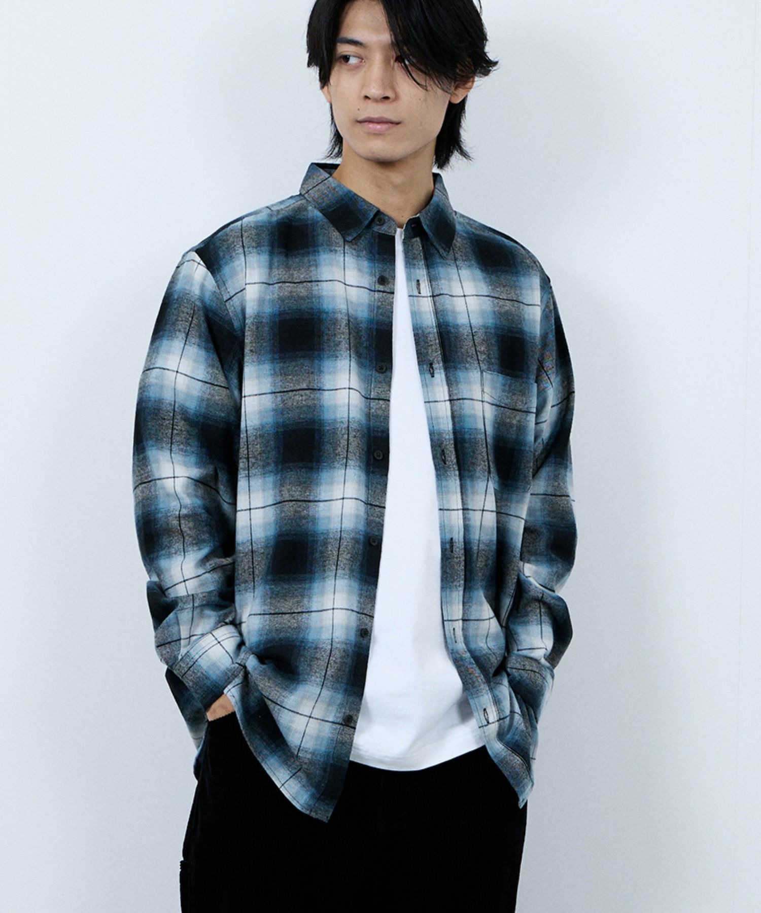 NAVY  ソフトフランネルシャツ メンズ商品画像-18