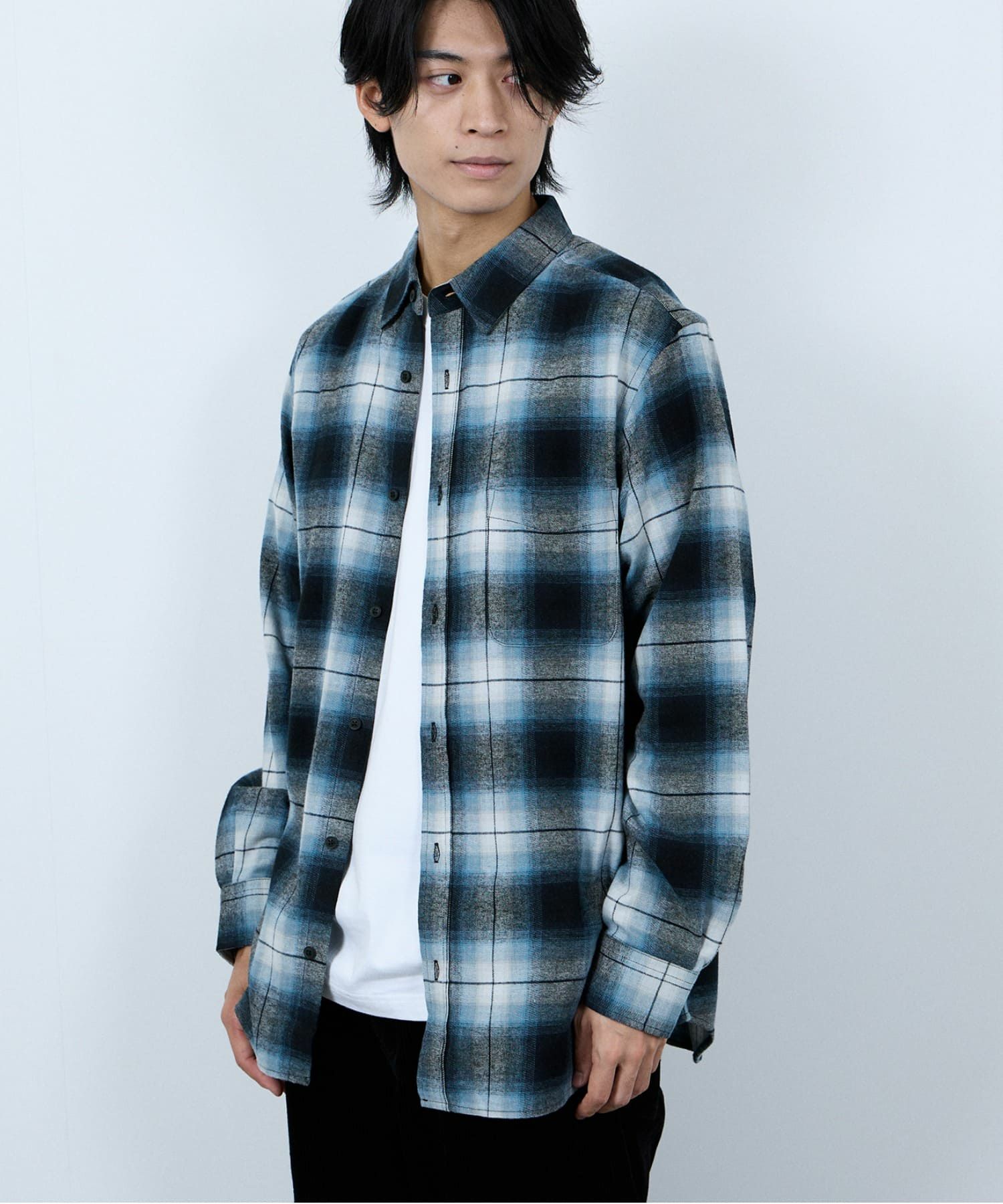 NAVY ソフトフランネルシャツ メンズ