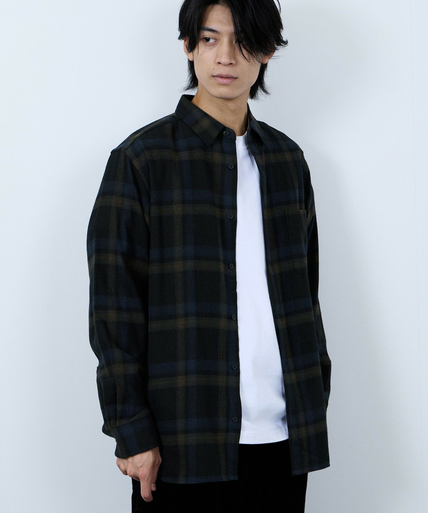 NAVY  ソフトフランネルシャツ メンズ商品サムネイル-21