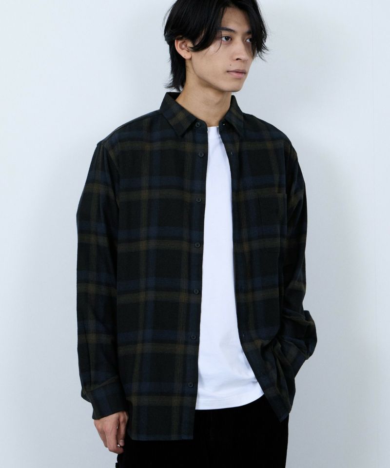 NAVY  ソフトフランネルシャツ メンズ商品画像-22