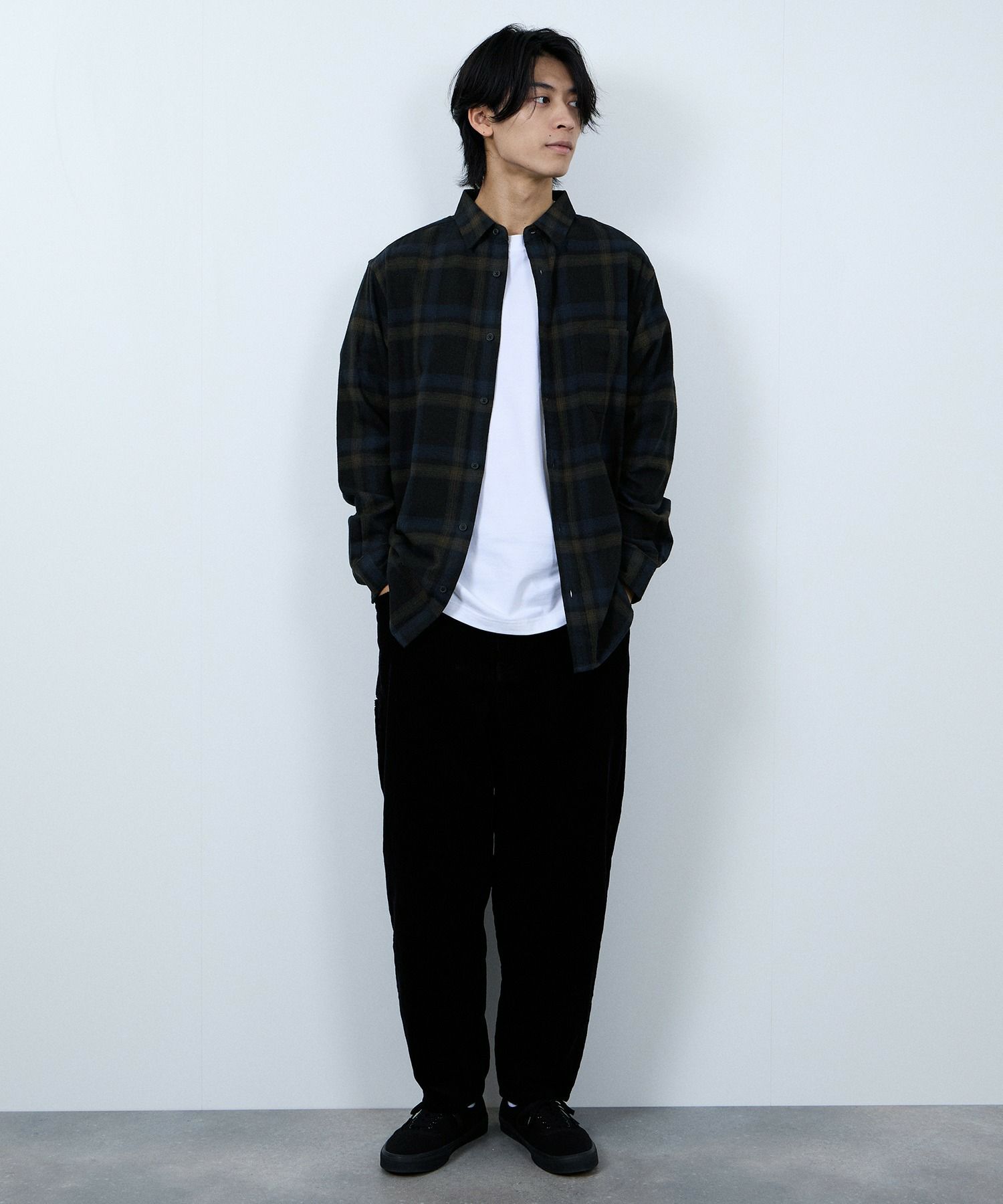 NAVY  ソフトフランネルシャツ メンズ商品画像-23