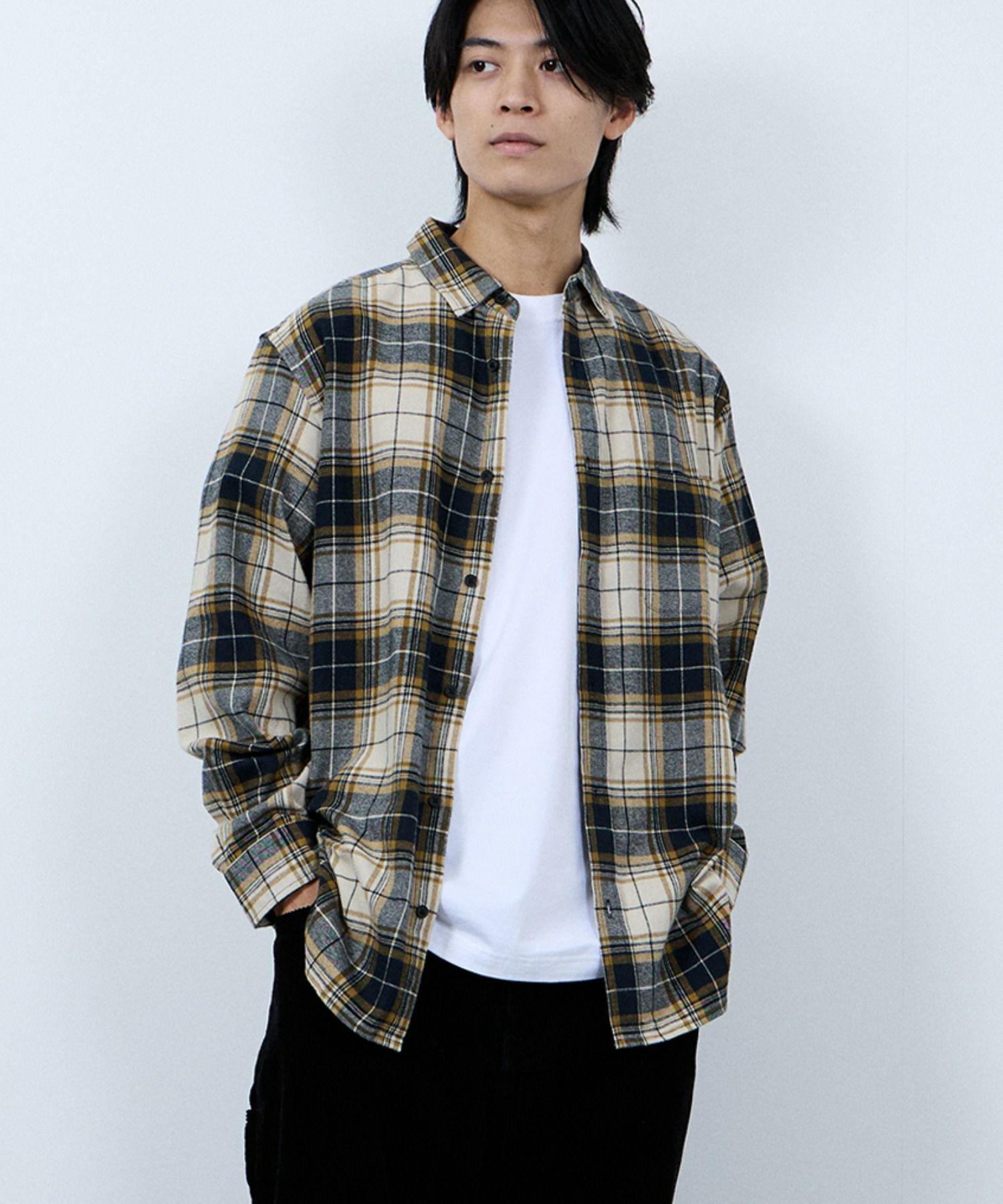 NAVY ソフトフランネルシャツ メンズ