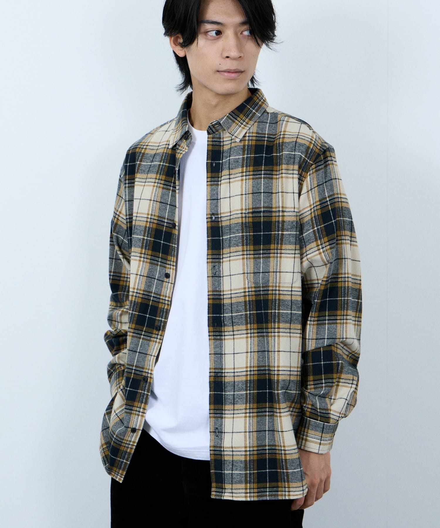 NAVY  ソフトフランネルシャツ メンズ商品画像-25