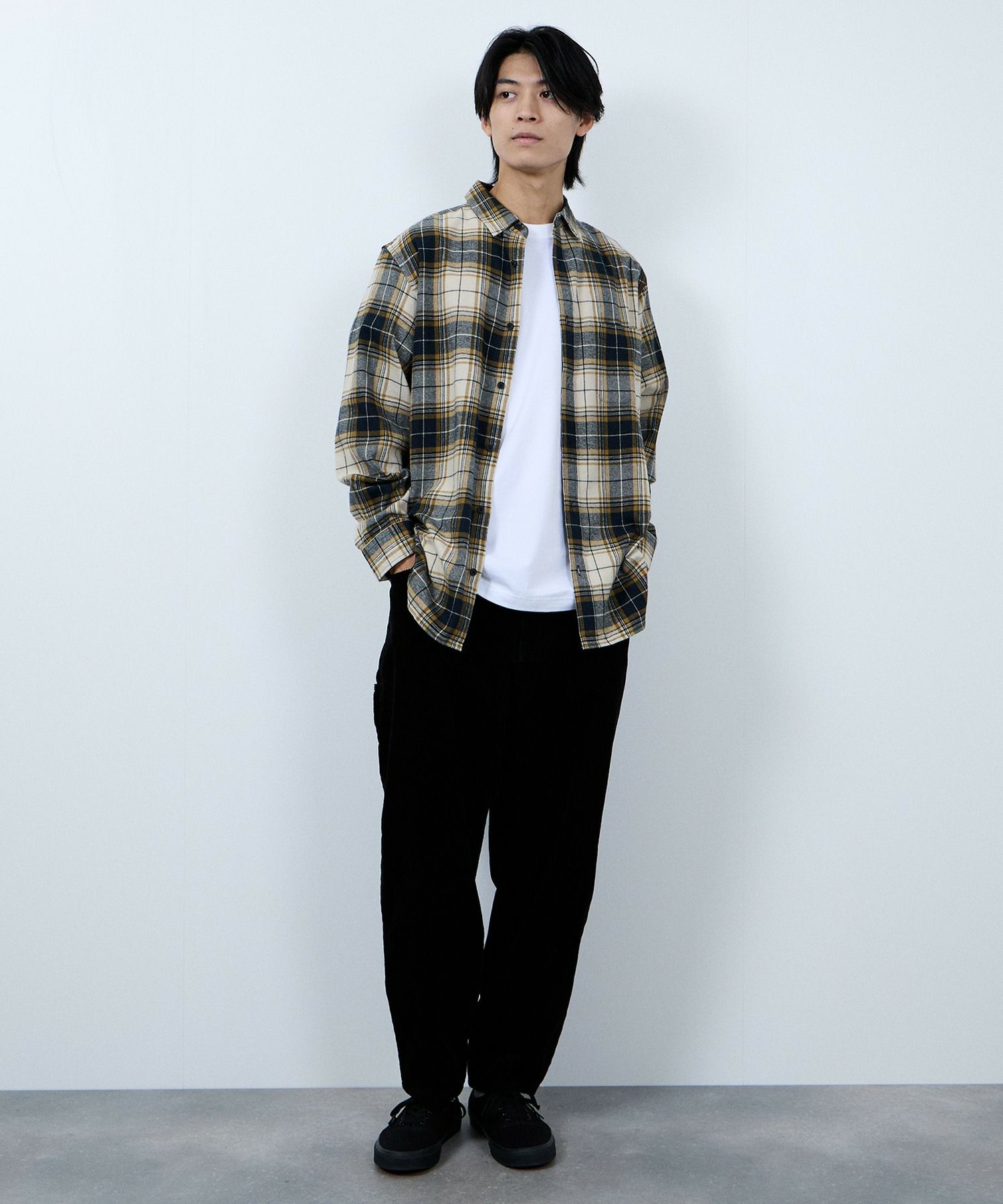 NAVY ソフトフランネルシャツ メンズ