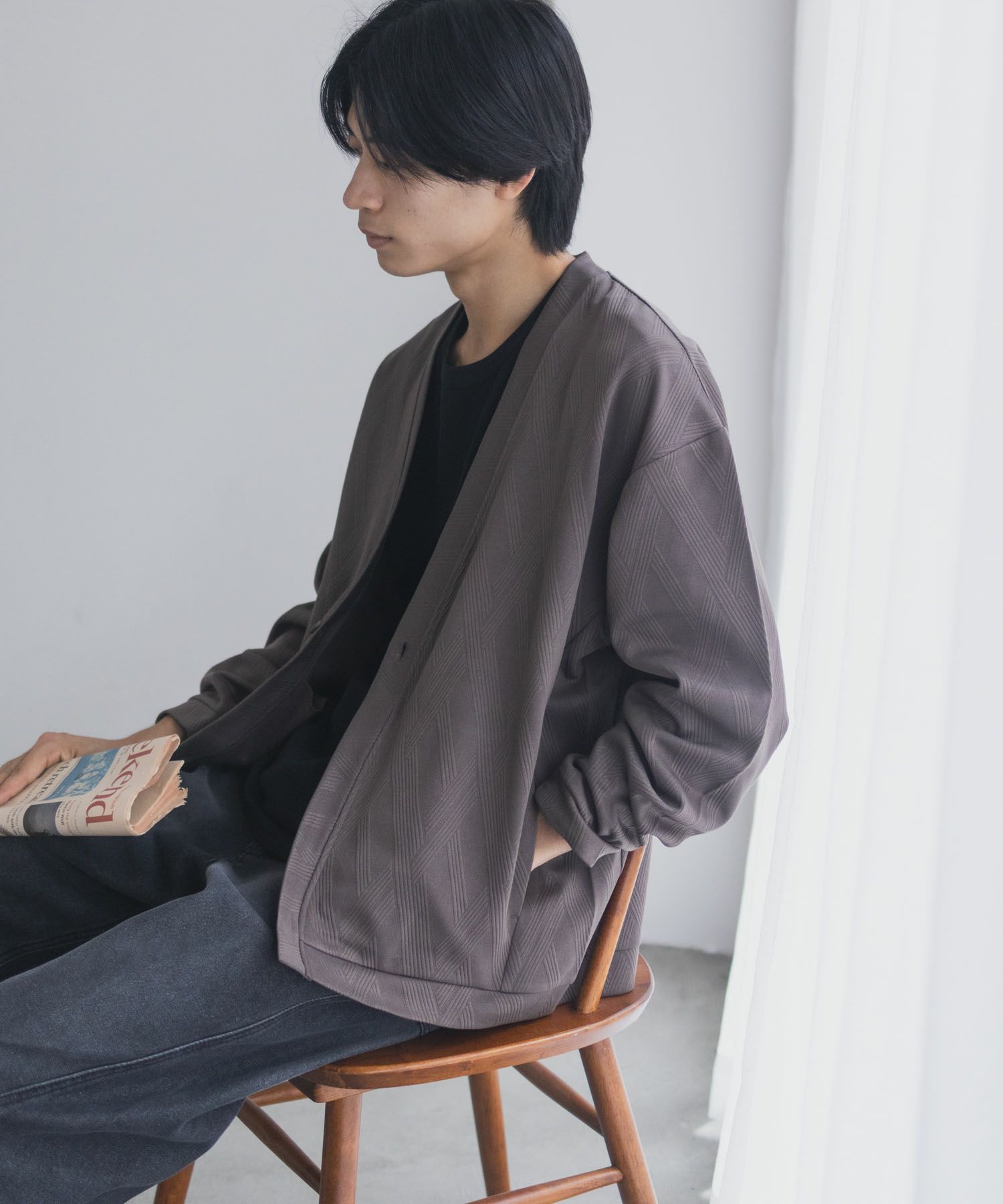 URBAN COLLECTION ふくれジャガードカーディガン メンズ商品画像-3