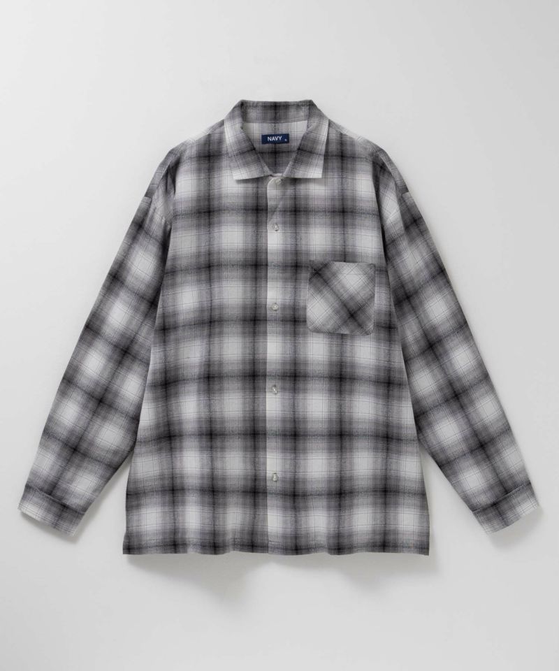 NAVY  オンブレチェックレギュラーカラーシャツ メンズ商品画像-1