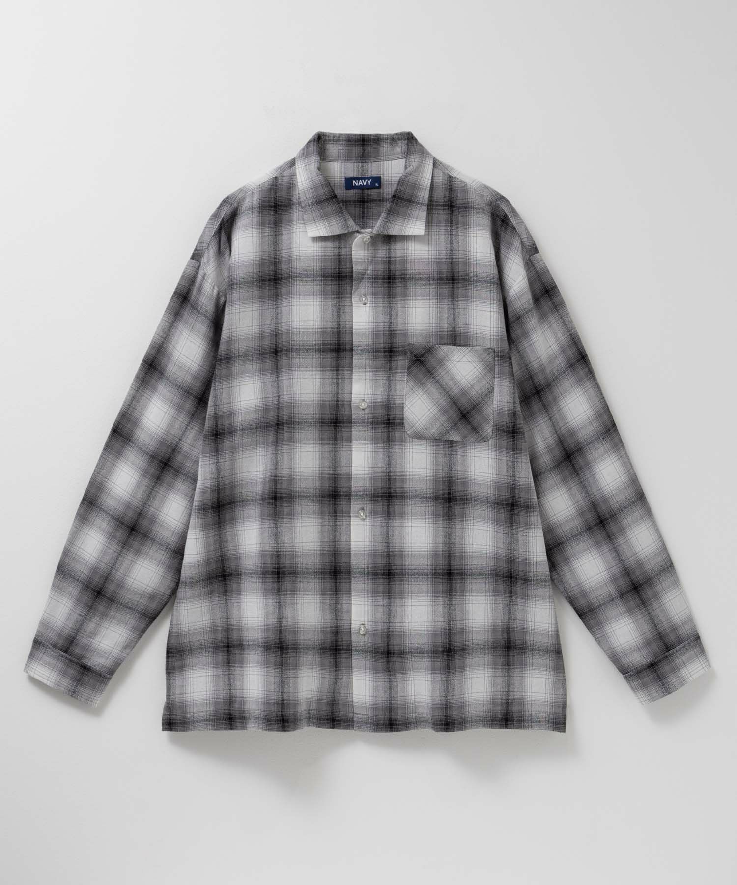 NAVY オンブレチェックレギュラーカラーシャツ メンズ