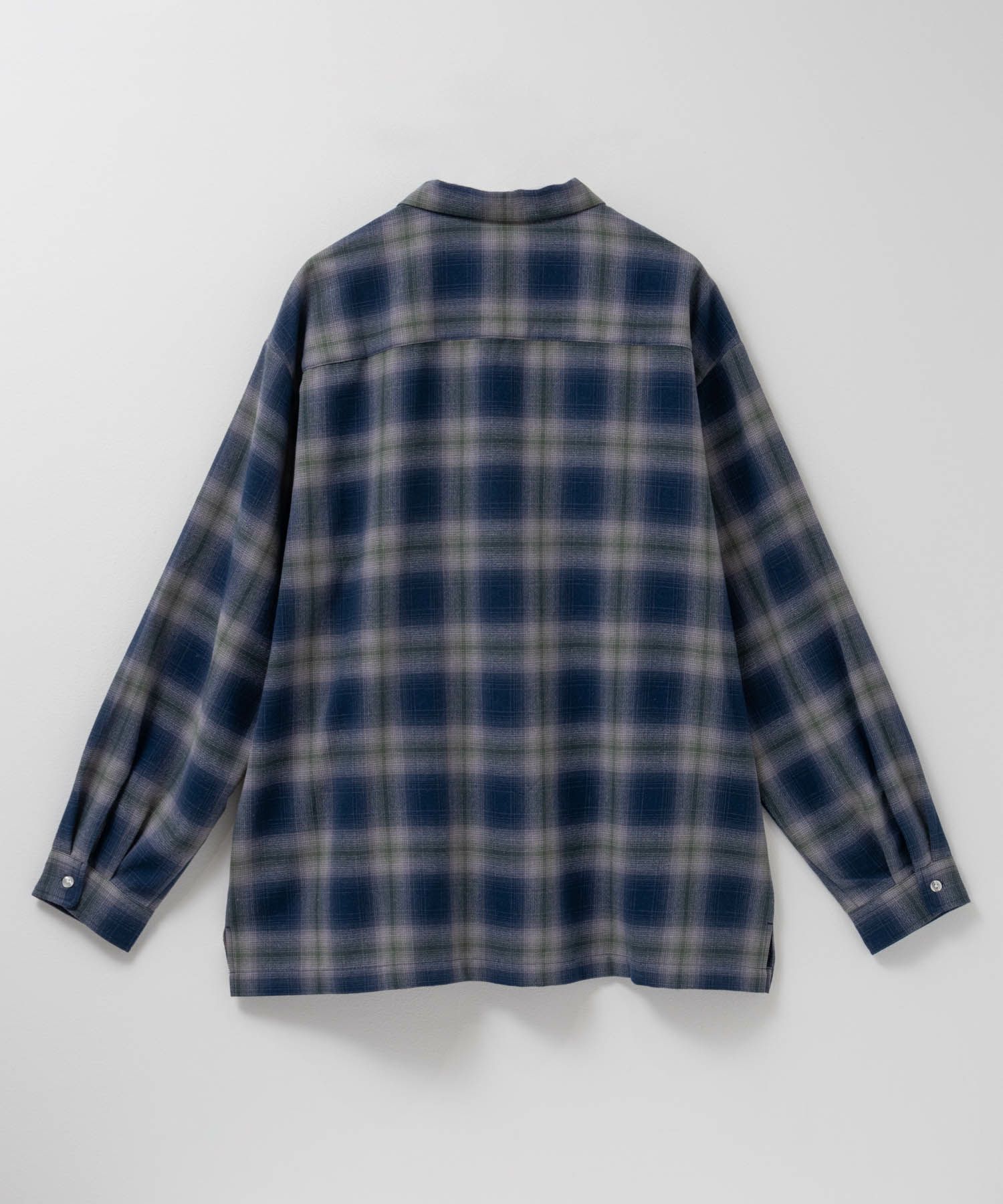 NAVY オンブレチェックレギュラーカラーシャツ メンズ