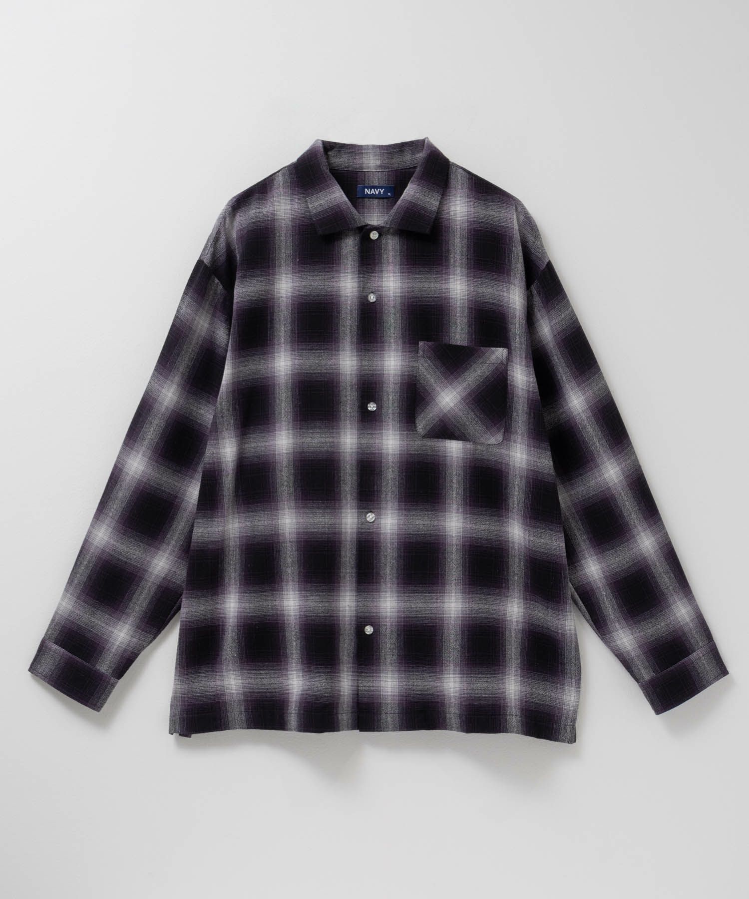 NAVY オンブレチェックレギュラーカラーシャツ メンズ