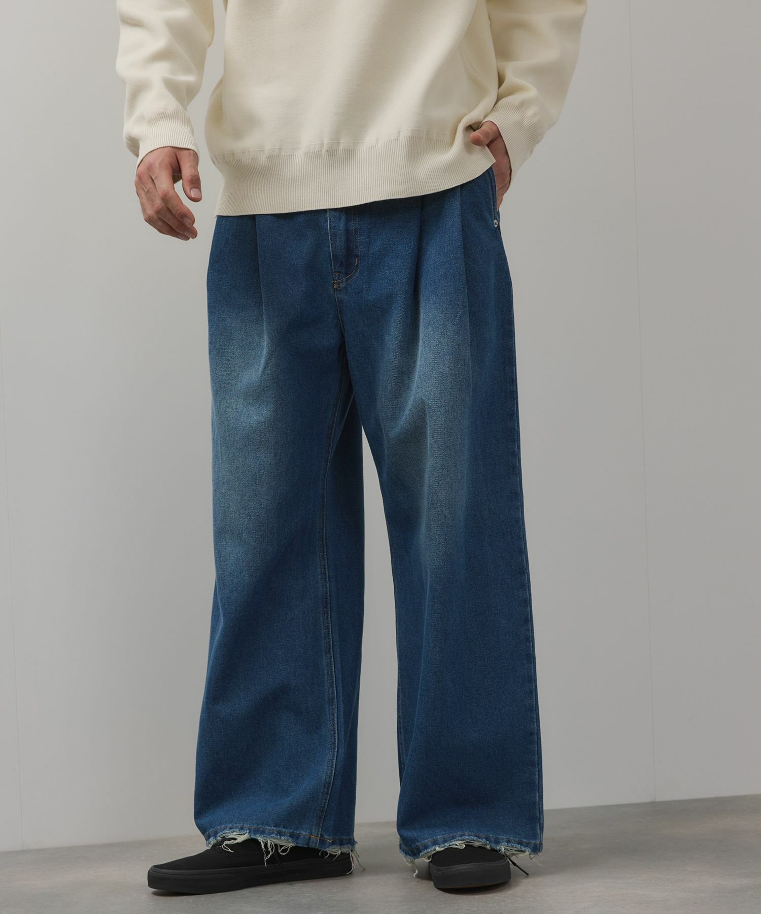 【WEB限定】デニムツータックワイドパンツ メンズ商品画像-2