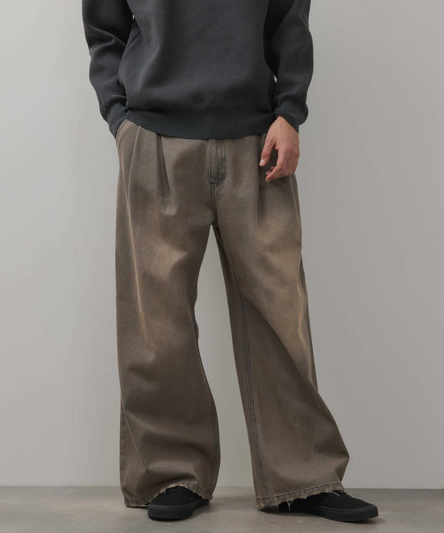 【WEB限定】デニムツータックワイドパンツ メンズ商品画像-3