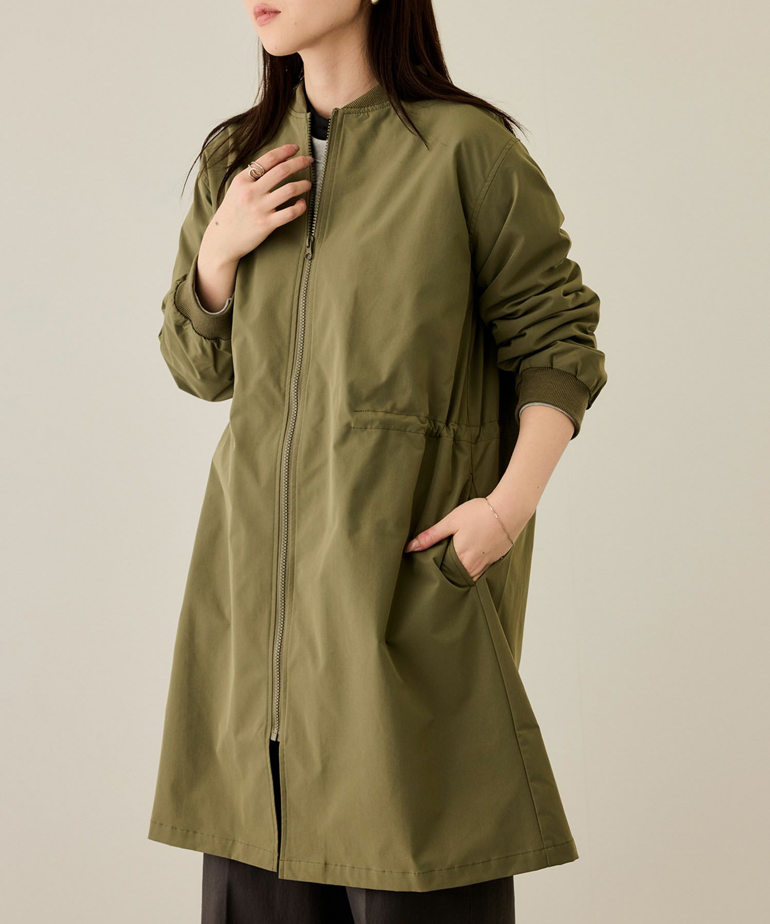 nAvy リブロングブルゾン レディース