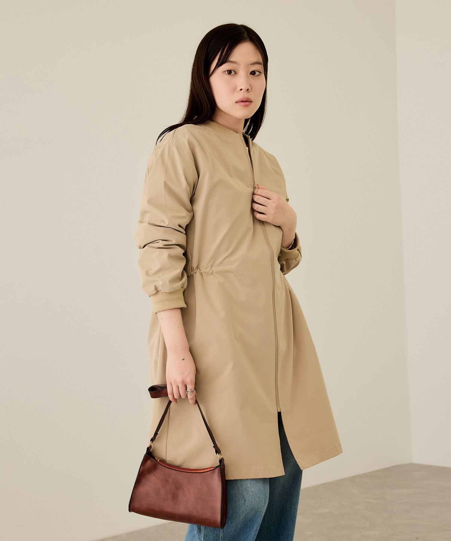 [値下げ]nAvy リブロングブルゾン レディース商品画像-4