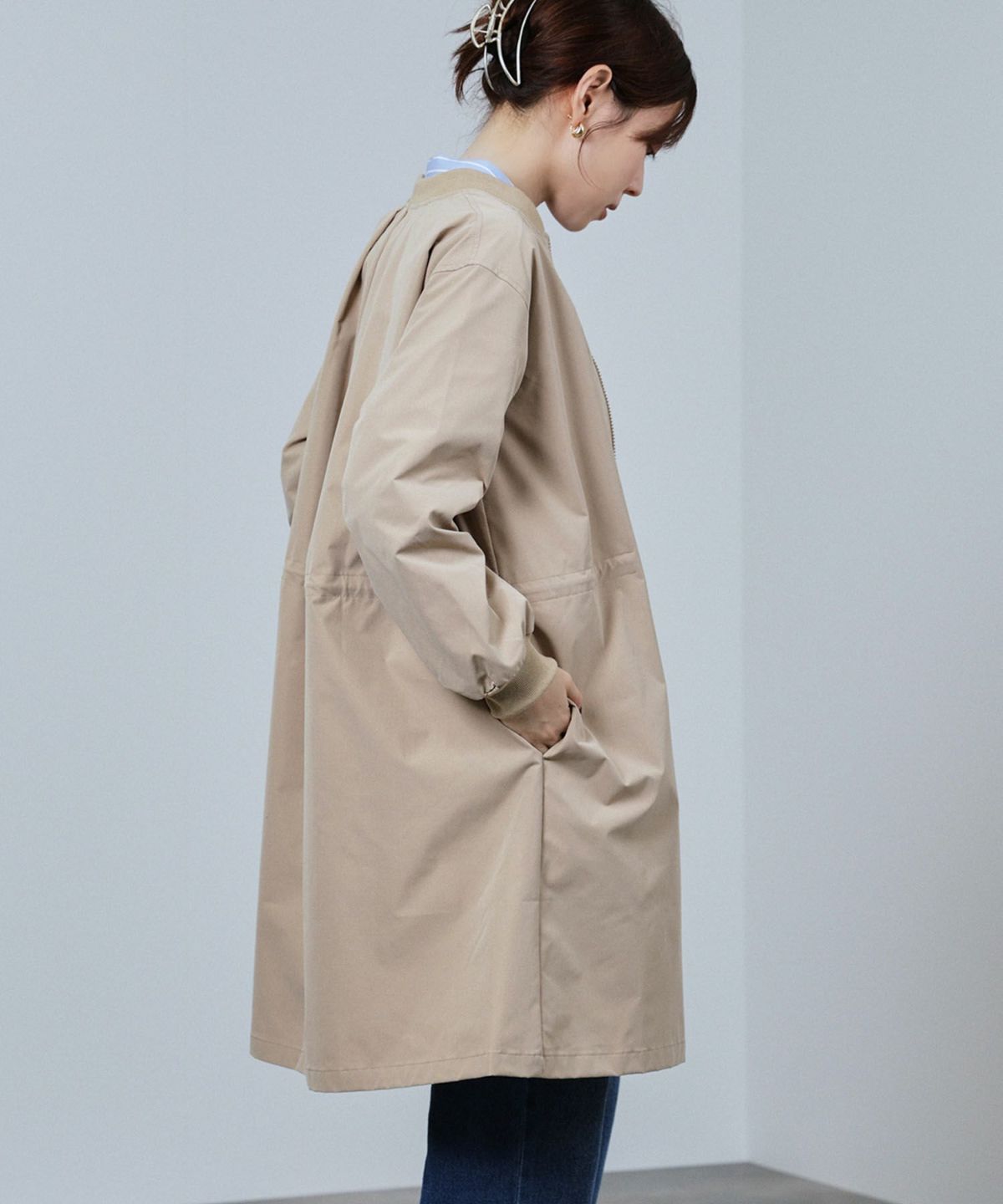 nAvy リブロングブルゾン レディース