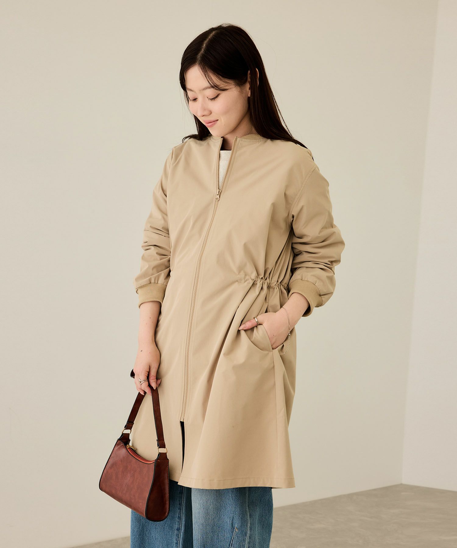 [最終さらに50%OFF]nAvy リブロングブルゾン レディース商品画像-5