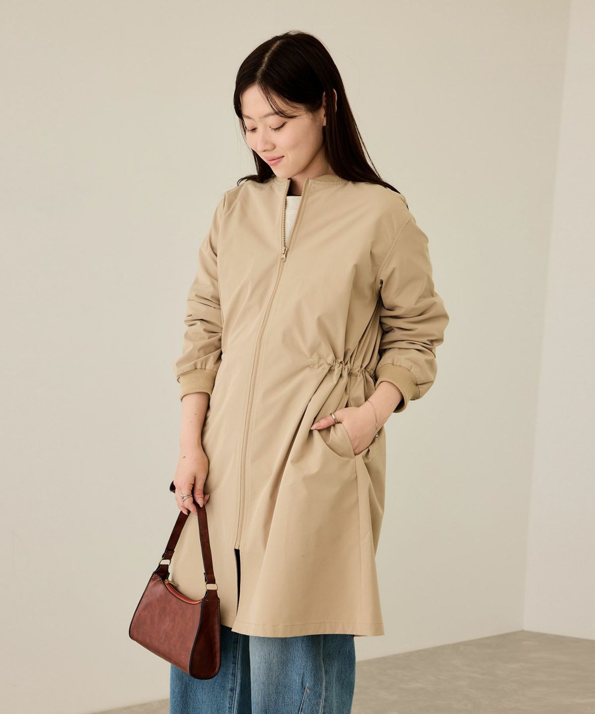 nAvy リブロングブルゾン レディース