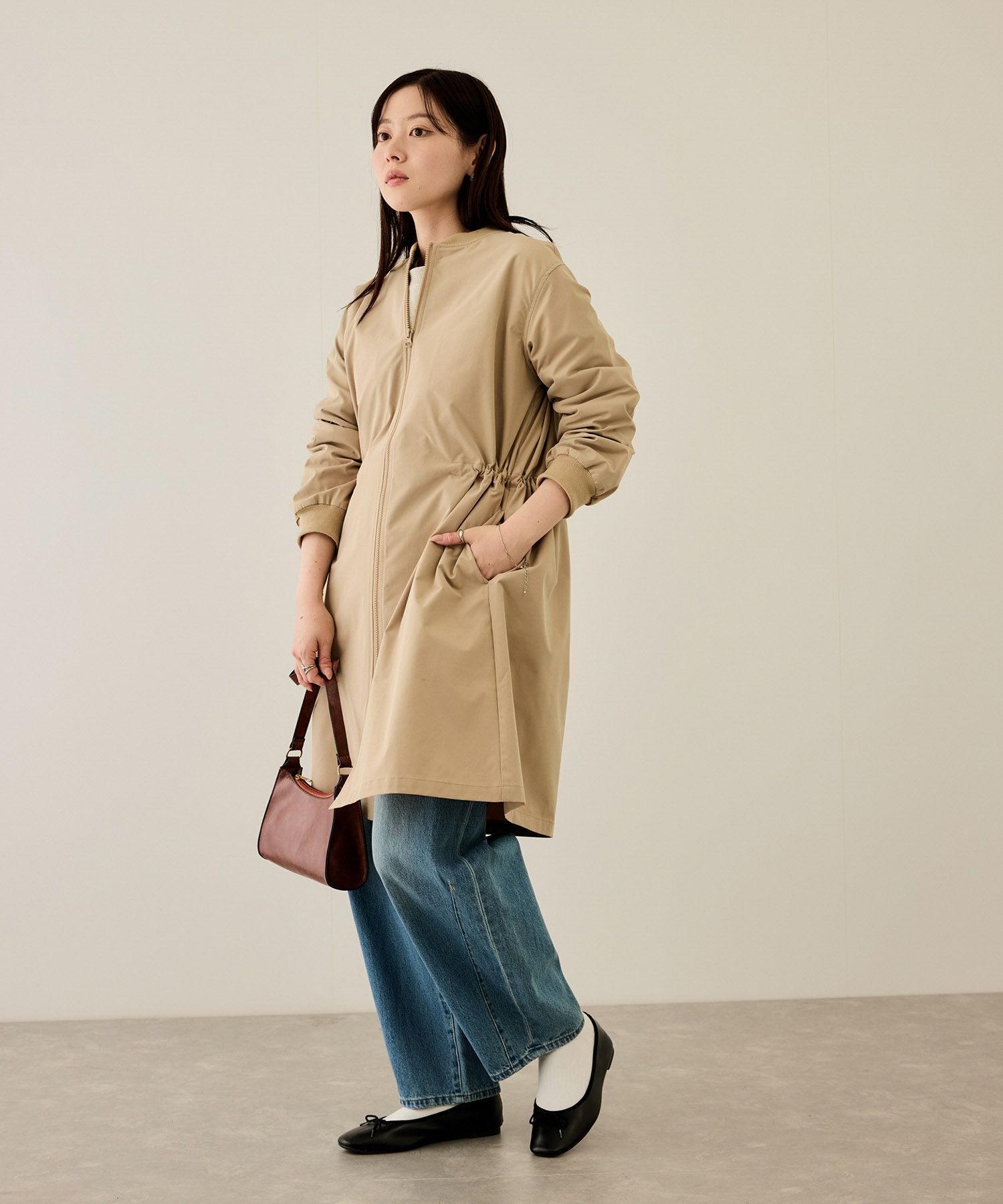 nAvy リブロングブルゾン レディース