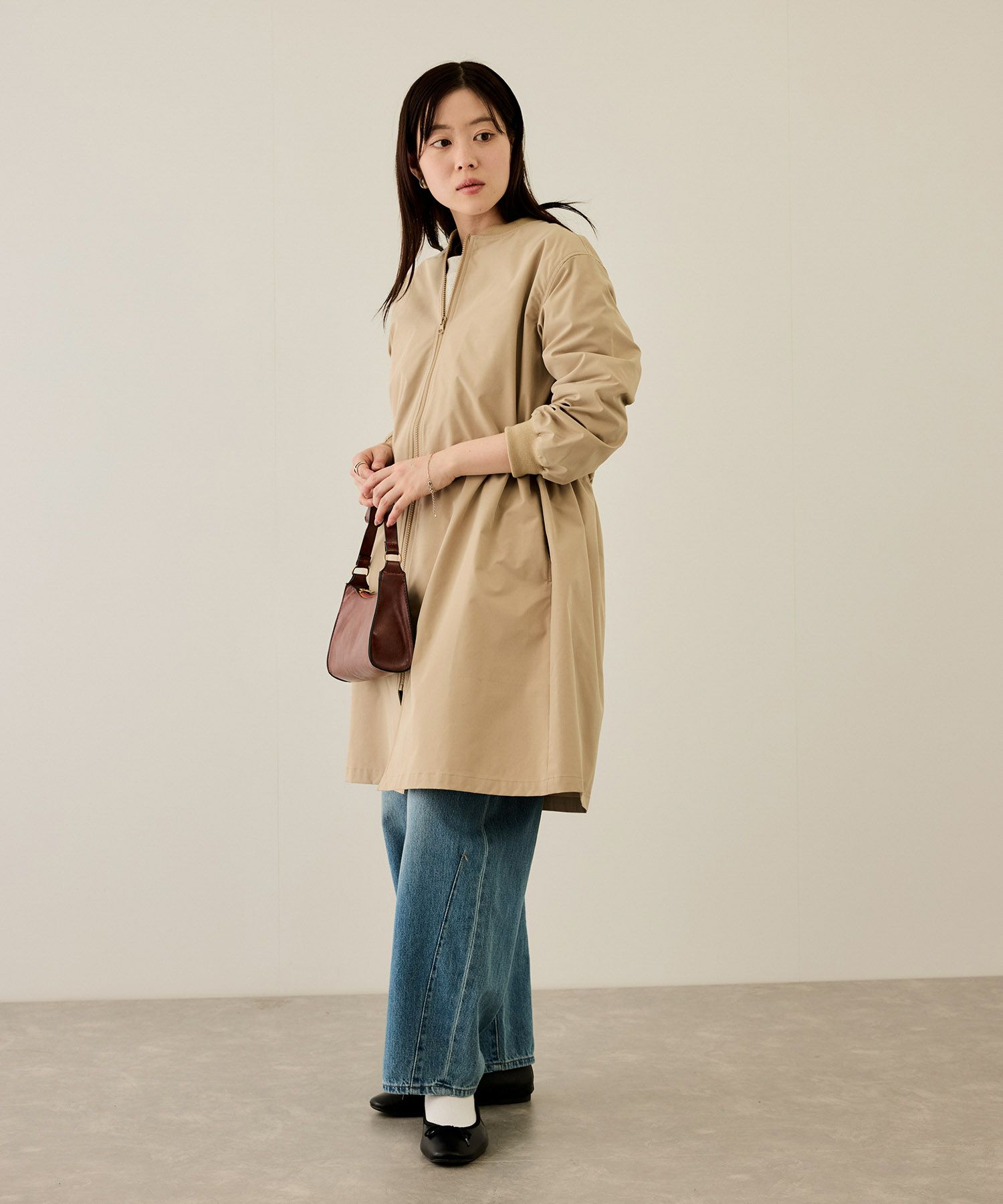 [値下げ]nAvy リブロングブルゾン レディース商品画像-7