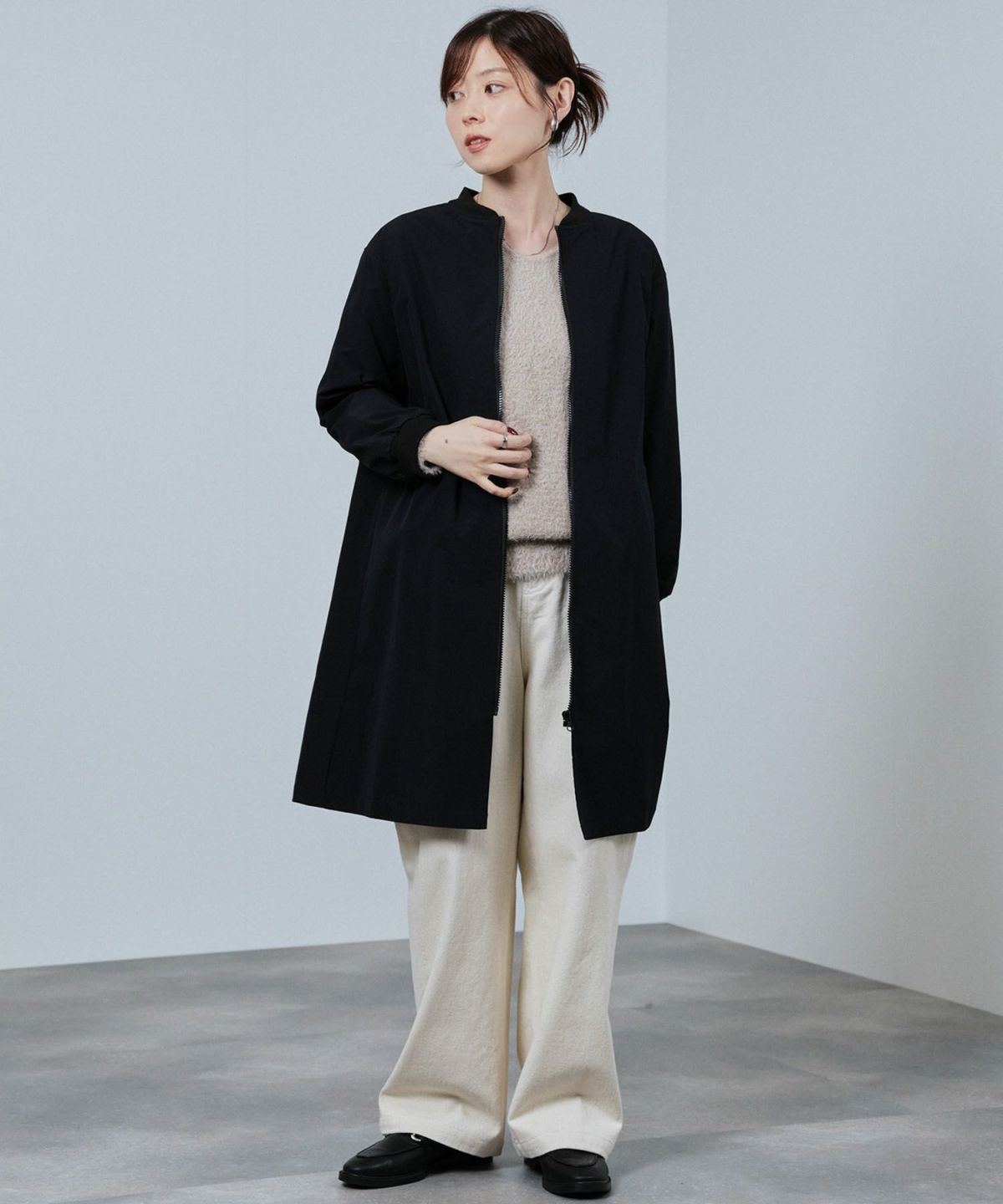 nAvy リブロングブルゾン レディース