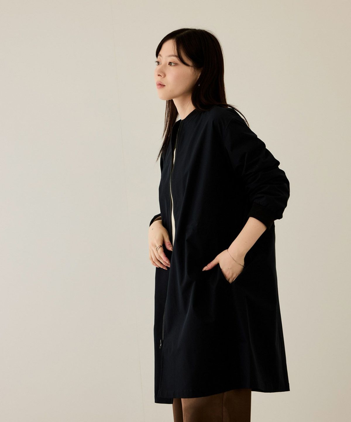 nAvy リブロングブルゾン レディース