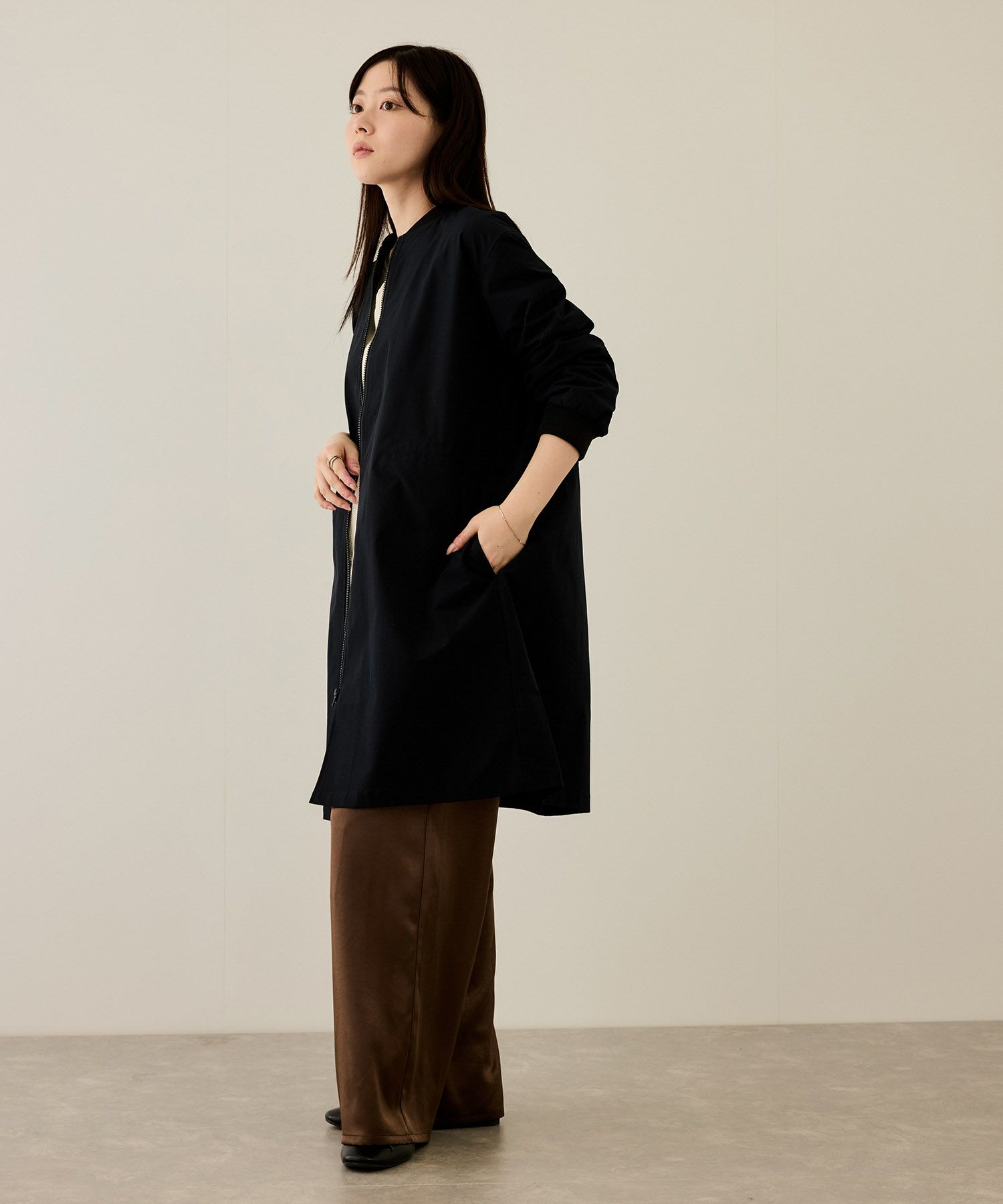 nAvy リブロングブルゾン レディース