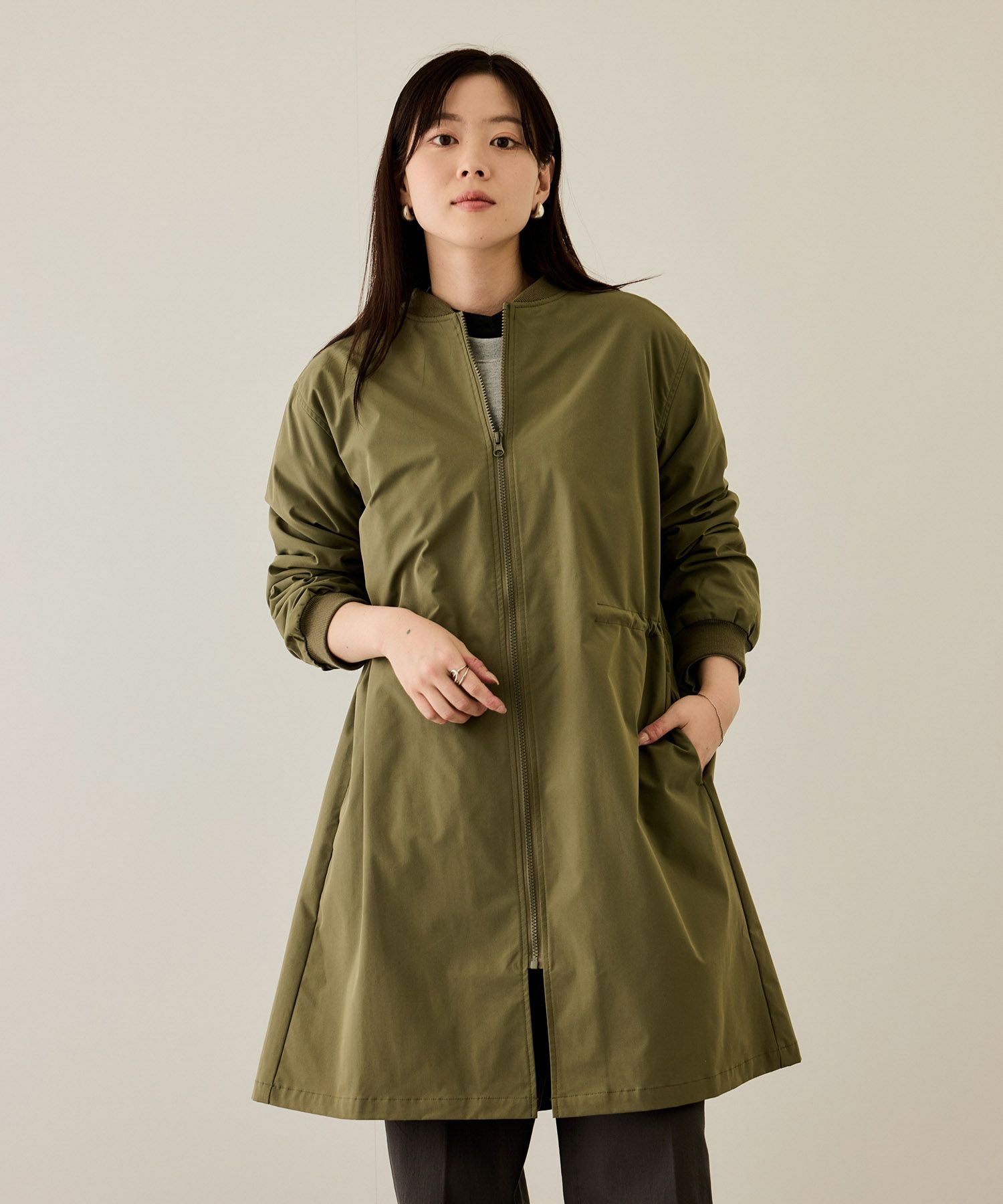 nAvy リブロングブルゾン レディース