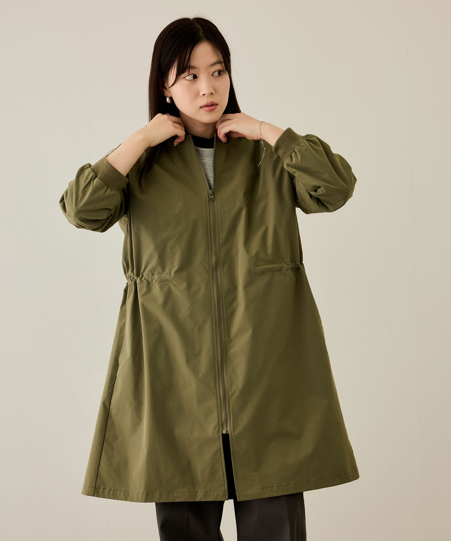 [値下げ]nAvy リブロングブルゾン レディース商品画像-15