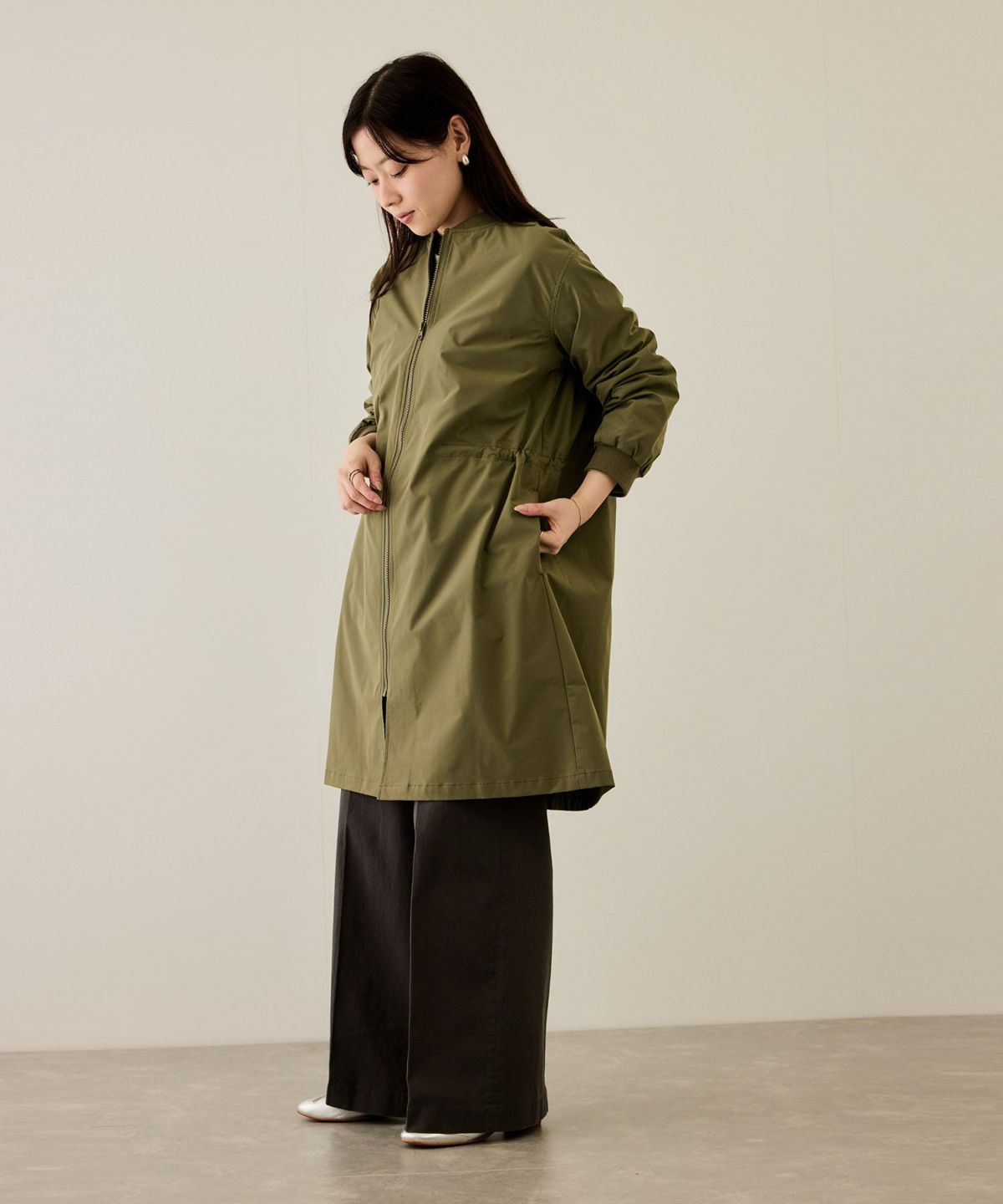 nAvy リブロングブルゾン レディース