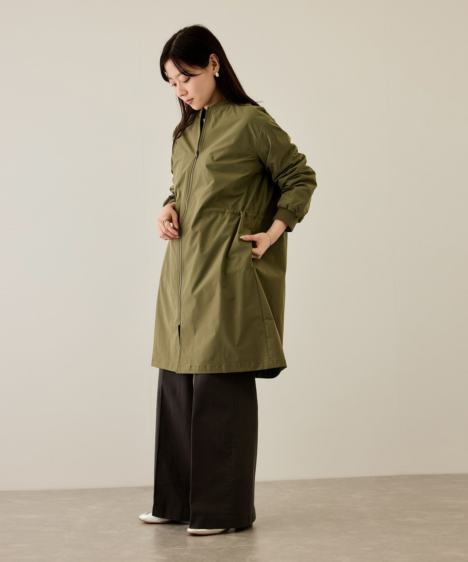 nAvy リブロングブルゾン レディース