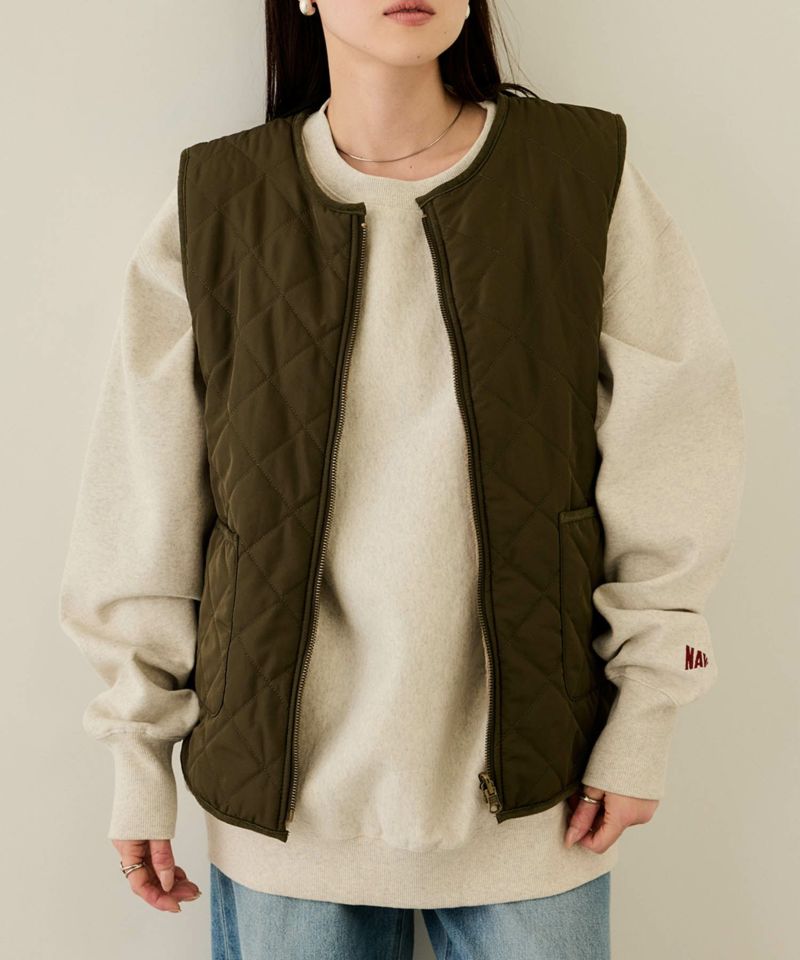 NAVY  ボア×タフタリバーシブルベスト レディース商品画像-3