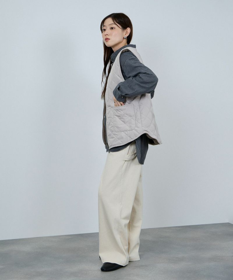 NAVY  ボア×タフタリバーシブルベスト レディース商品画像-7