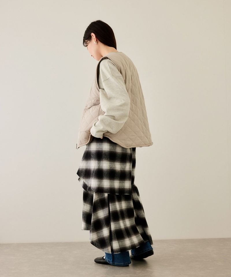 NAVY ボア×タフタリバーシブルベスト レディース商品画像-9