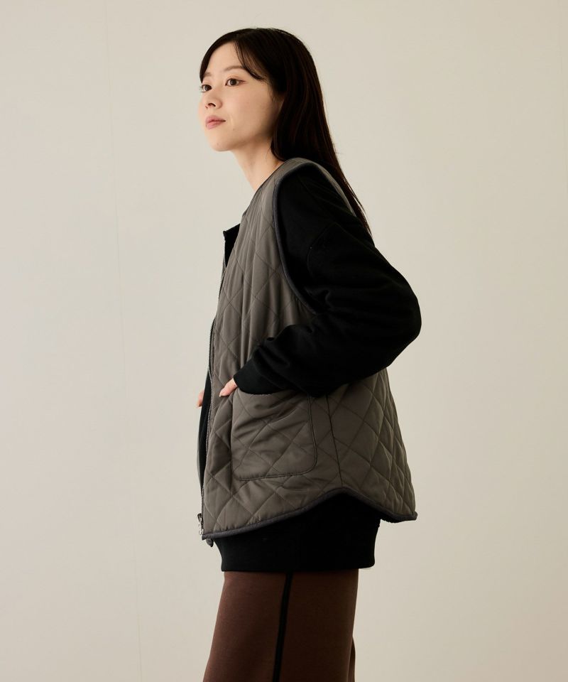 NAVY  ボア×タフタリバーシブルベスト レディース商品画像-10