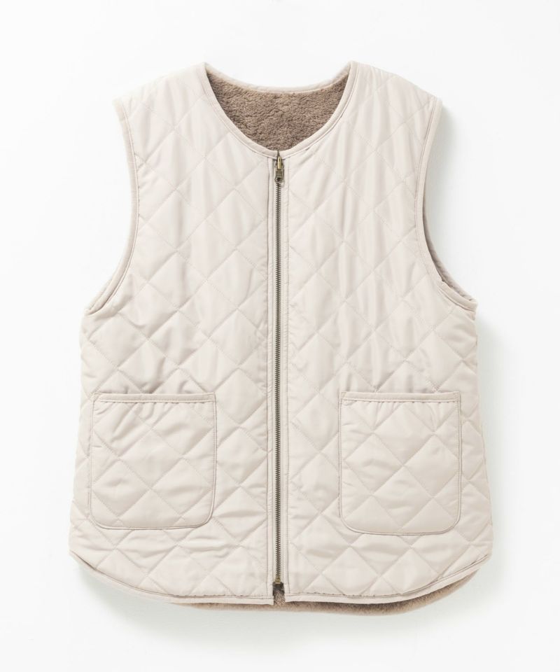 NAVY  ボア×タフタリバーシブルベスト レディース商品画像-16