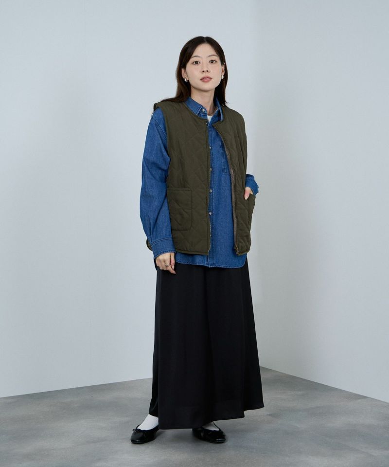 NAVY  ボア×タフタリバーシブルベスト レディース商品画像-17