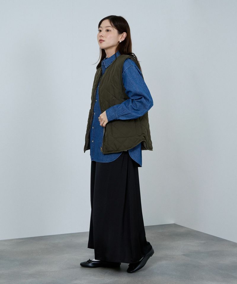 NAVY  ボア×タフタリバーシブルベスト レディース商品画像-18