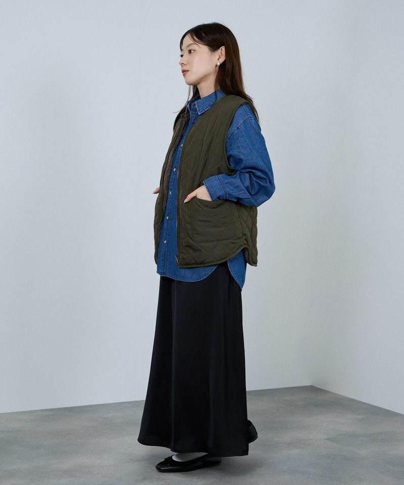 NAVY  ボア×タフタリバーシブルベスト レディース商品画像-19