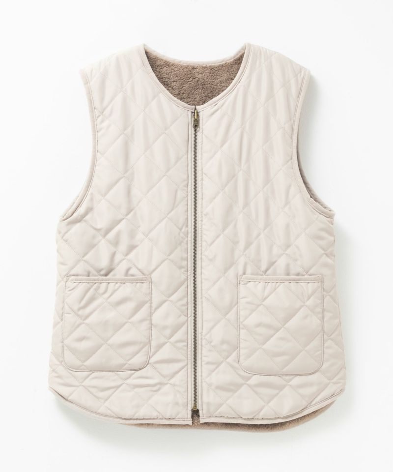 NAVY  ボア×タフタリバーシブルベスト レディース商品画像-20