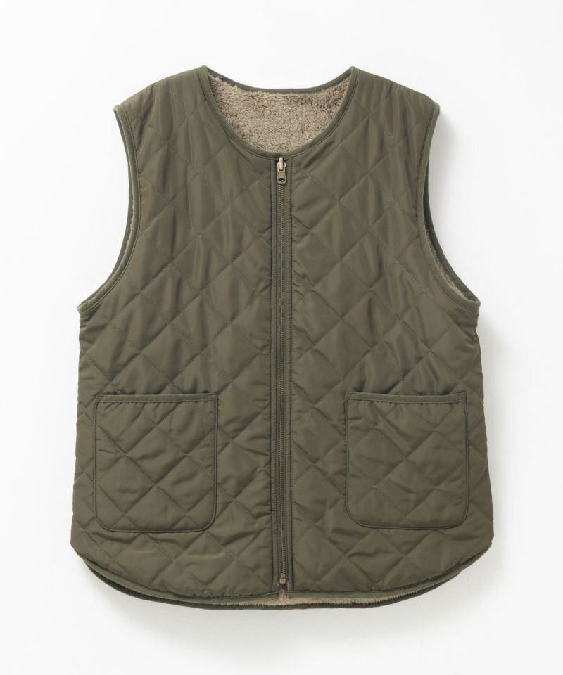 NAVY ボア×タフタリバーシブルベスト レディース商品画像-20