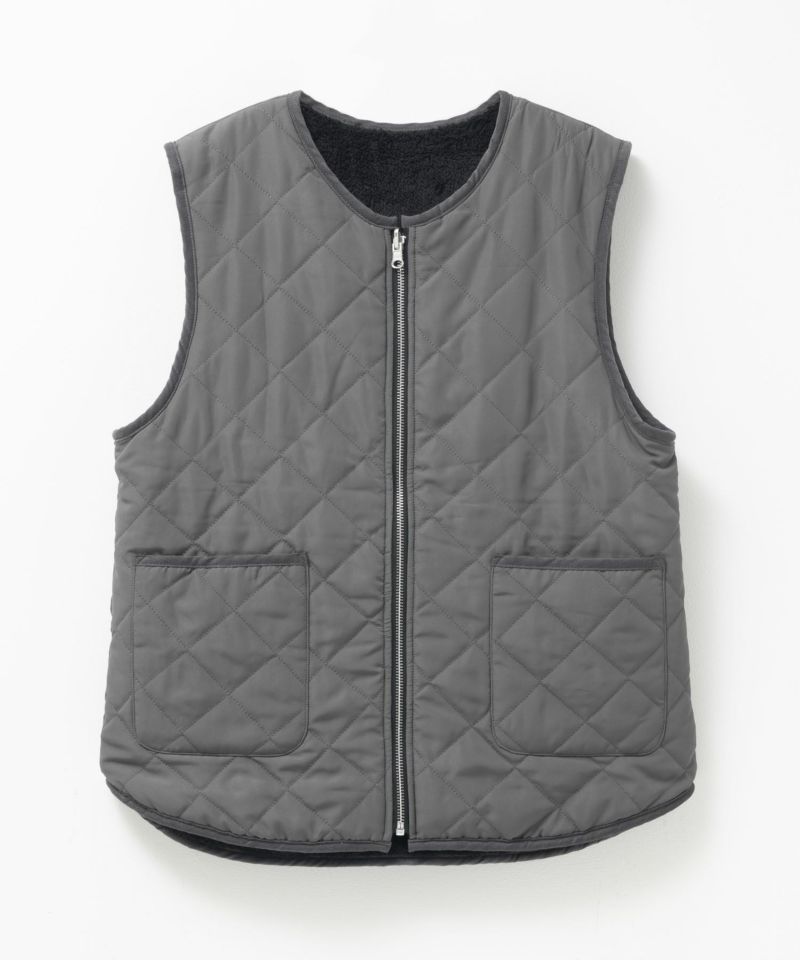 NAVY  ボア×タフタリバーシブルベスト レディース商品画像-22