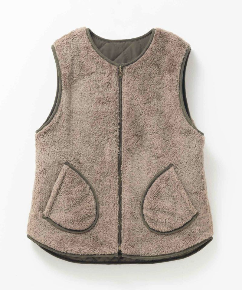 NAVY  ボア×タフタリバーシブルベスト レディース商品画像-25