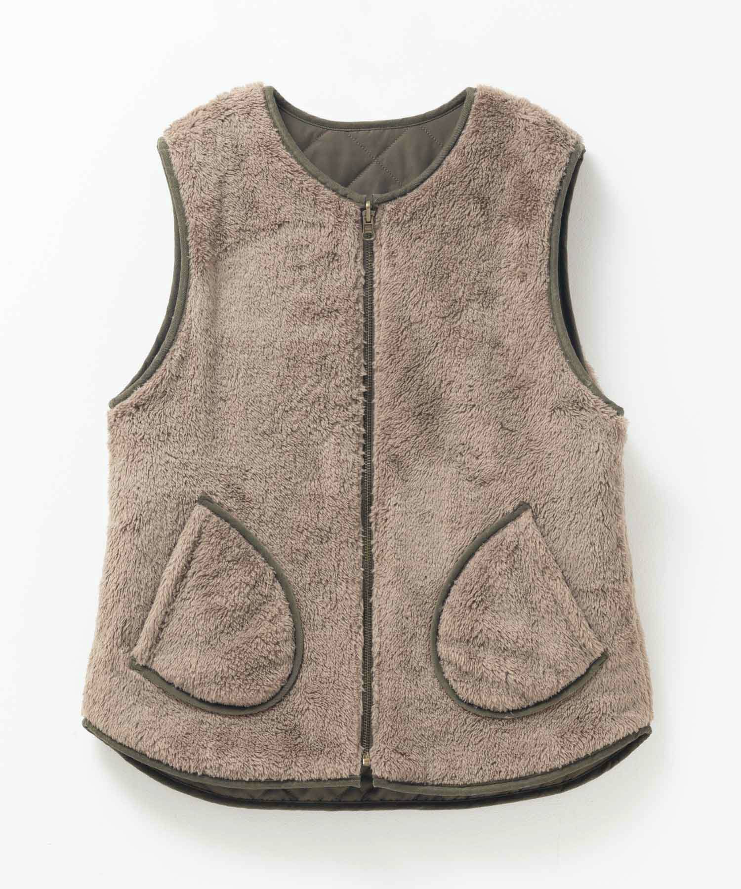 NAVY  ボア×タフタリバーシブルベスト レディース商品画像-25