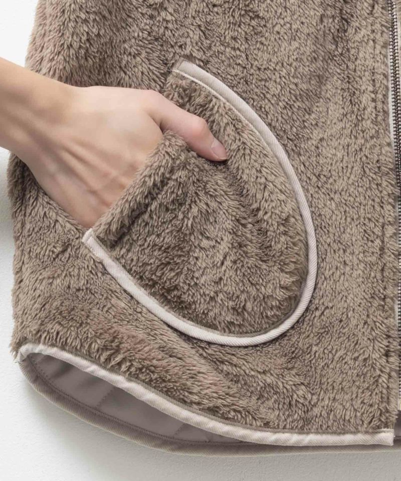 NAVY  ボア×タフタリバーシブルベスト レディース商品画像-31