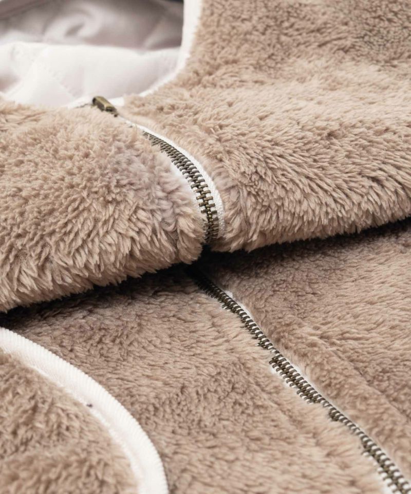 NAVY  ボア×タフタリバーシブルベスト レディース商品画像-32