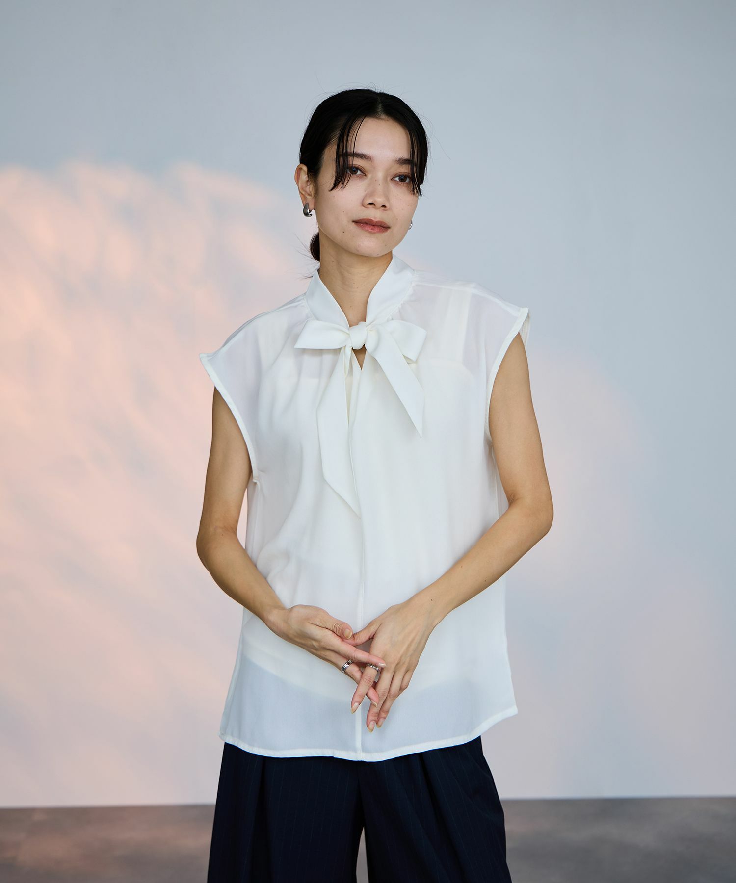 milli de l'air 2WAYフレンチボウタイブラウス レディース