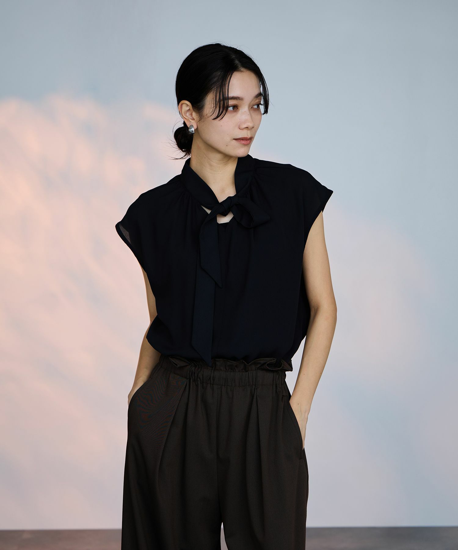 milli de l'air 2WAYフレンチボウタイブラウス レディース