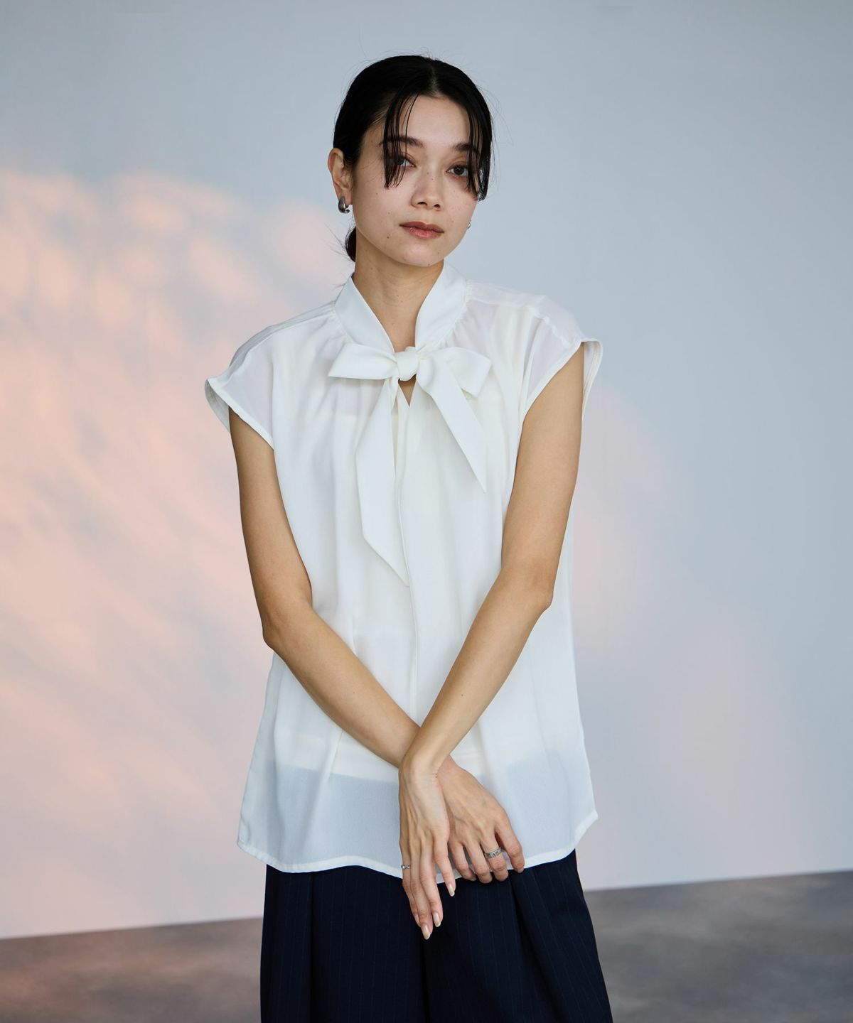 milli de l'air 2WAYフレンチボウタイブラウス レディース