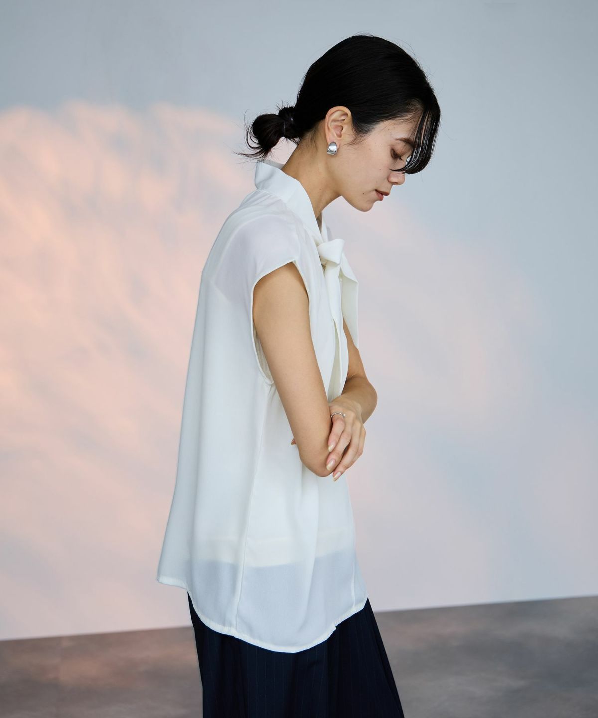 milli de l'air 2WAYフレンチボウタイブラウス レディース