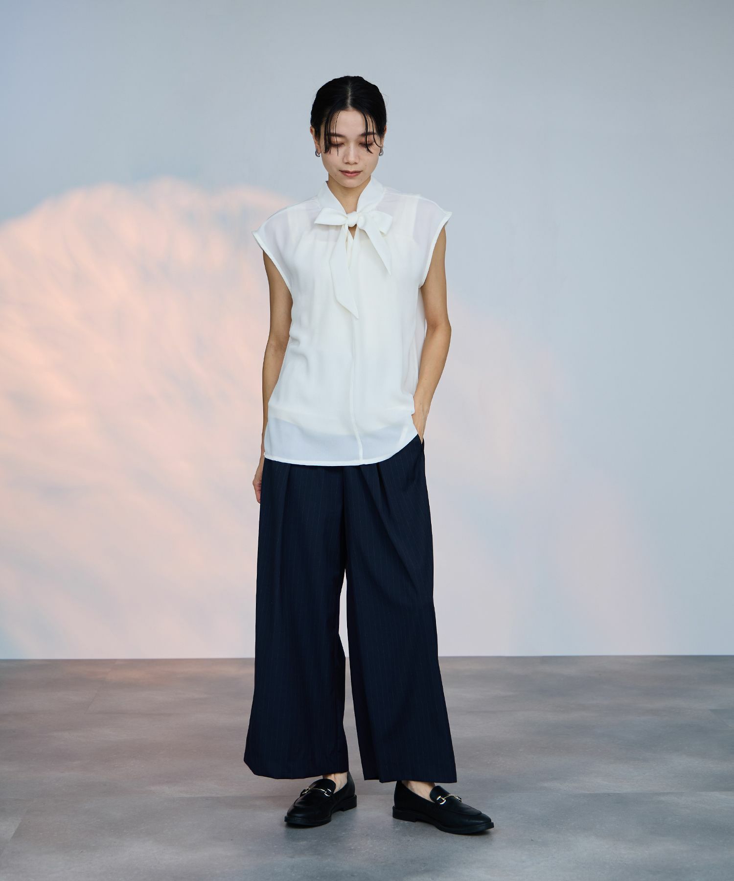 milli de l'air 2WAYフレンチボウタイブラウス レディース