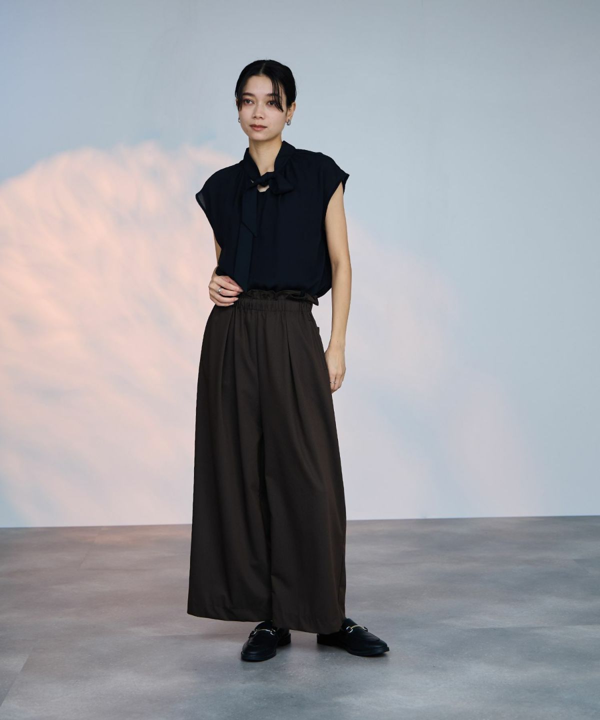 milli de l'air 2WAYフレンチボウタイブラウス レディース